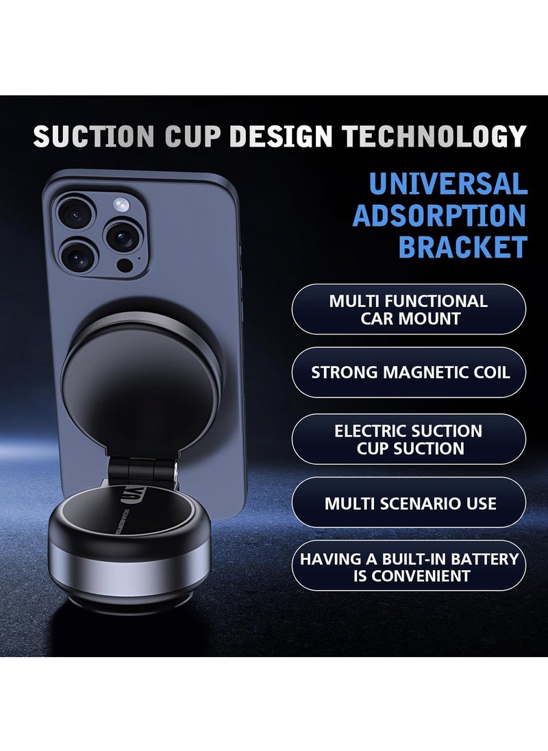 TIGER - Electric Vacuum Magnetic Suction Phone Mount – 360° Rotating Magnetic Phone Holder, Foldable Smart Double-Sided Suction Design, Strong Magnetic Car Phone Holder for Cars, Mirrors & Smooth Surfaces - Image 1