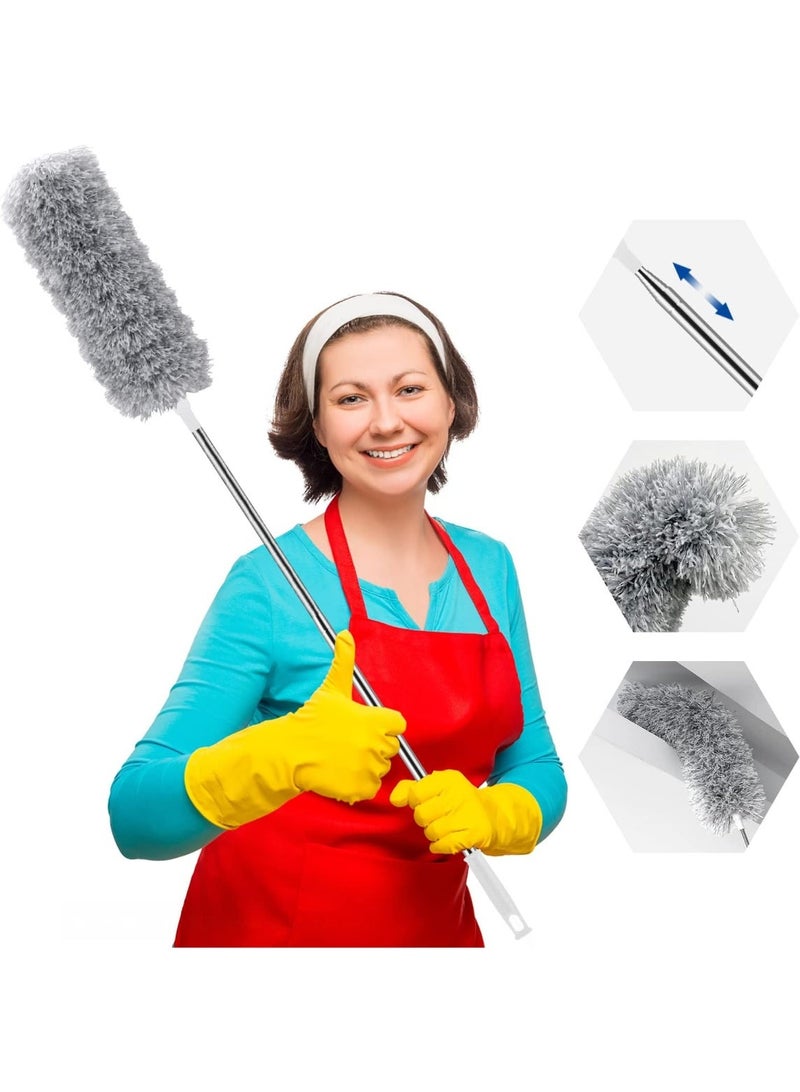 زعافة ريش مايكروفايبر بيد قابلة للتمديد ستانلس ستيل ، لتنظيف انسجة العنكبوت والمراوح السقفية والسيارات - Image 1