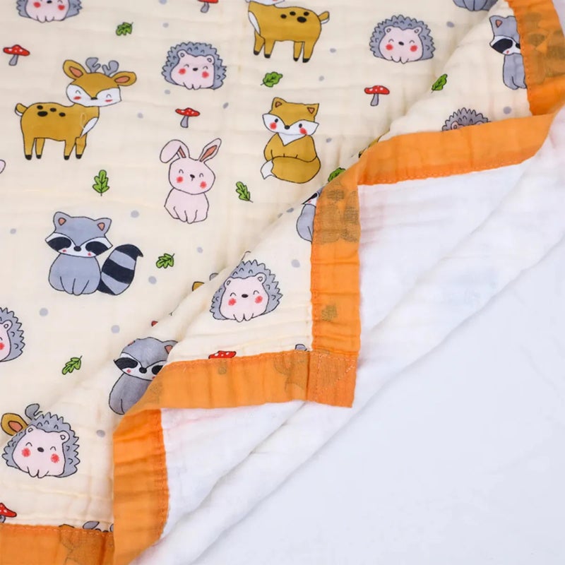 Smile Baby-100-Organic-Muslin-6-Layer-Super-Soft Muslin Baby Blanket 100 * 110 CM 1 Pic Blanket - Image 3