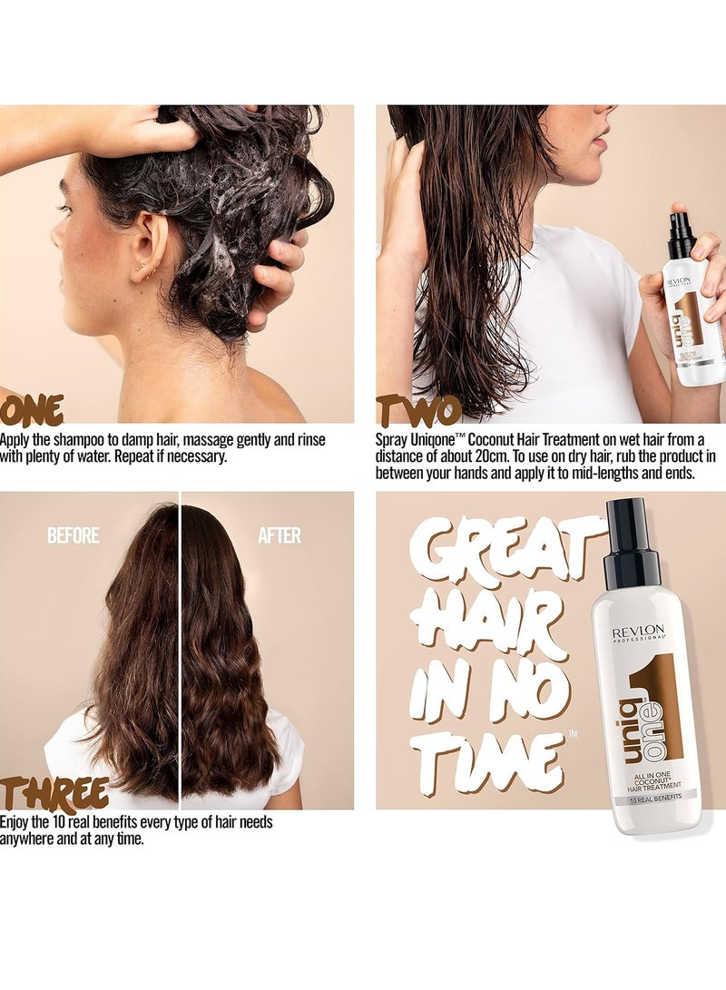 Revlon Professional UNIQONE COCO HAIR TREATMENT Leave In Hair Treatment Hair Treatment Coconut Fragrance 150 ml - Image 3