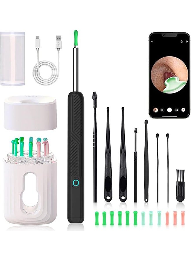 HAVEN Ear Wax Removal Kit -Wireless Ear Cleaner Kit with 1080 HD Camera and Storage Case,, Otoscope with Light, Rechargeable Earwax Remover with 12 Ear Picks, Ear Wax Removal kit with 8 Replacement Tips (Black)  - Image 1