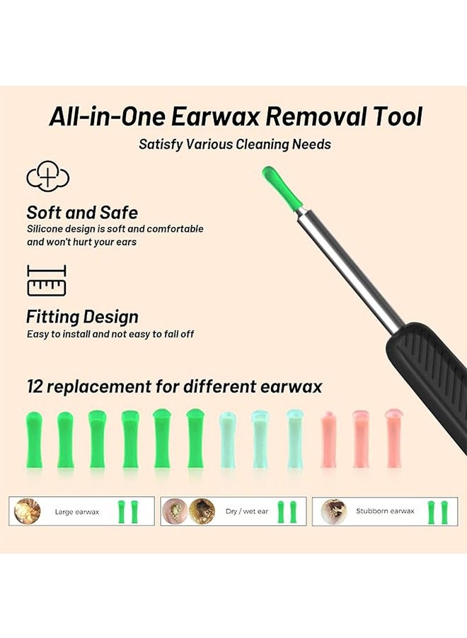 HAVEN Ear Wax Removal Kit -Wireless Ear Cleaner Kit with 1080 HD Camera and Storage Case,, Otoscope with Light, Rechargeable Earwax Remover with 12 Ear Picks, Ear Wax Removal kit with 8 Replacement Tips (Black)  - Image 4