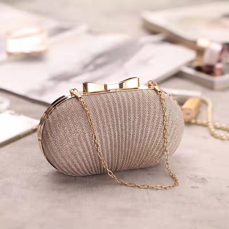 Canli New Fashion Pleated Butterfly Goose Egg Dinner Bag Oval Clutch Bag Party Dress Chain Bag - Image 2