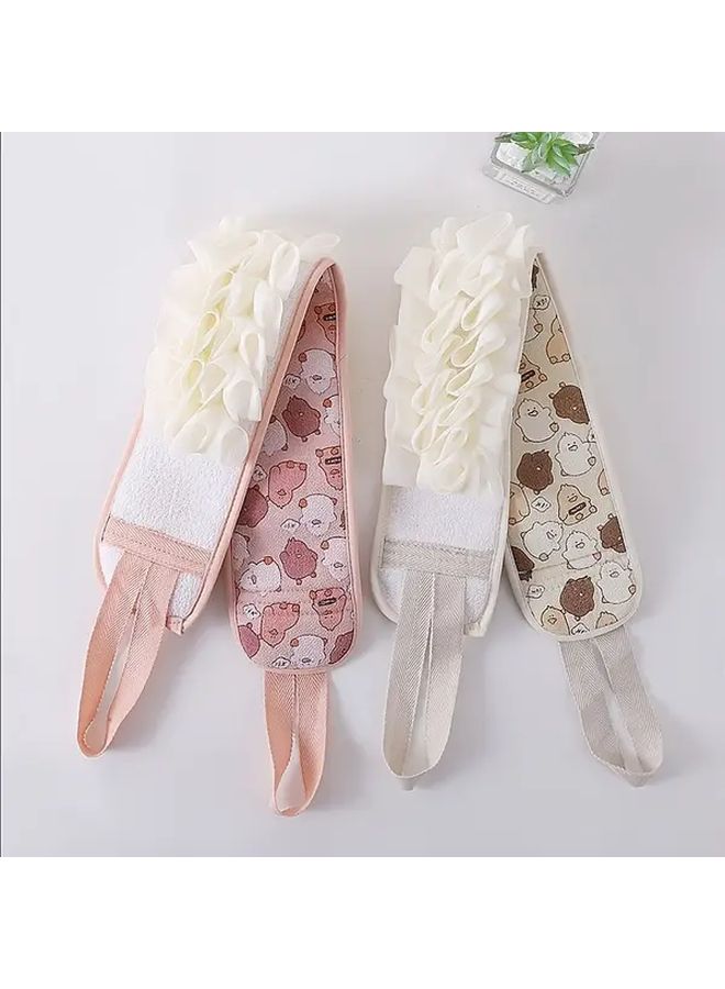 Yellow 2 Piece Exfoliating Back Scrubber Set Gentle Bathing Tool For Men And Women Dual Use Cartoon Loofah Gloves Light Beige Care For Exfoliation Stain Removal Perfect For Home Use - Image 3