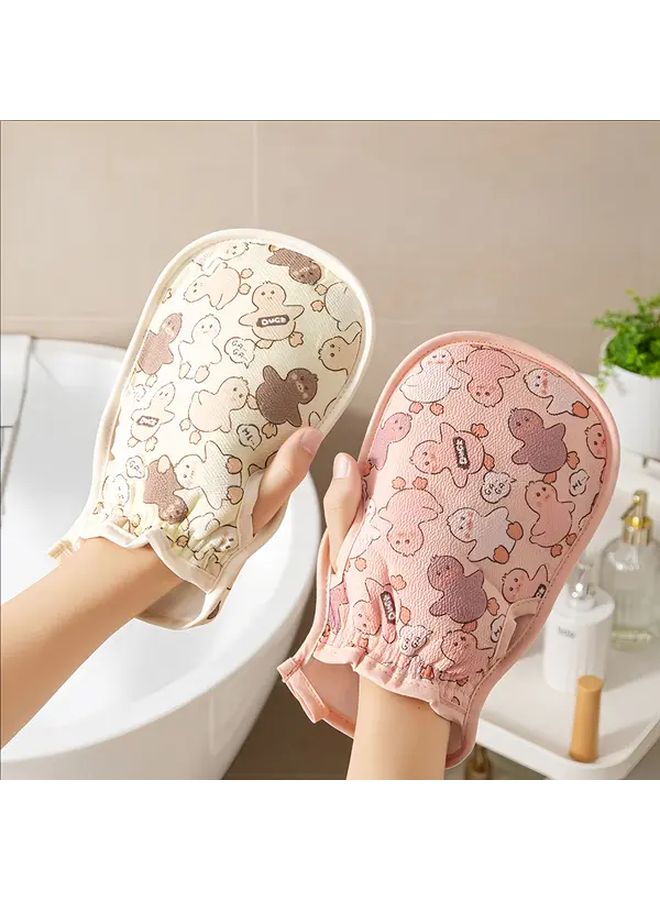 Yellow 2 Piece Exfoliating Back Scrubber Set Gentle Bathing Tool For Men And Women Dual Use Cartoon Loofah Gloves Light Beige Care For Exfoliation Stain Removal Perfect For Home Use - Image 5