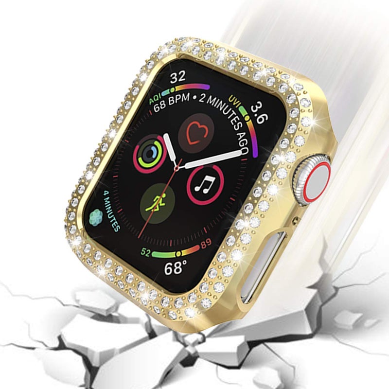 RICHONE [5-Pack] Protector Case Compatible with Apple Watch Series 3 Series 2 Series 1 42mm Cover, Without Screen Film, Double Row Bling Crystal Diamonds Protective Cover PC Plated Bumper Frame Accessories - Image 5
