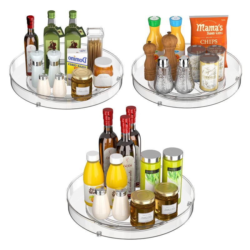 blitzlabs Lazy Susan Turntable Spice Rack Organizer, Food Storage Container Rotating Condiments Spinning Organizer for Kitchen Cabinets Pantry Refrigerator Countertops,Set of 2 - Image 3