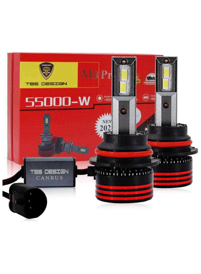 تي بي إٍس ديزاين لمبات المصابيح الأمامية LED من طراز TBS DESIGN M8 PRO 9007/HB5 من Toby's، 110 وات 11000 لومن، أكثر سطوعًا بنسبة 500%، مجموعة تحويل LED بيضاء 6000 كلفن مع تقنية تبريد VC من الجيل الثاني، جاهزة للكانبوس، بديل هالوجين، عبوة من قطعتين - Image 1