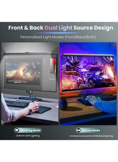 تونكي "مصباح شاشة الكمبيوتر مع إضاءة خلفية RGB، شريط ضوء شاشة 40 سم مع أداة تعتيم ودرجة حرارة اللون، إضاءة شاشة الألعاب مع تحكم باللمس LED، حماية من الوهج وحماية العين لمكتب المنزل       "  - Image 2
