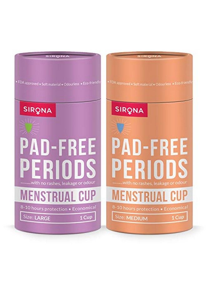 Sirona Reusable Menstrual Cup For Women ; Medium And Large Size With Pouch ; Ultra Soft Odour And Rash Free ; 100% Medical Grade Silicone ; No Leakage ; Protection For Up To 810 Hours ; Fda Approved  - Image 2