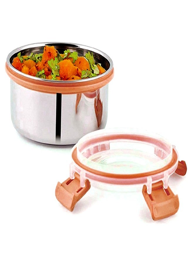 POGON Leakproof Stainless Steel Smart Lock Lunch Box, Tiffin Box for Office, Container Lunch Box, Orange, (300ml), Pack of 3 - Image 2