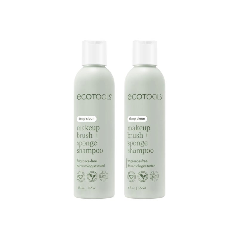 Ecotools شامبو فرش المكياج EcoTools و إسفنجة خالية من العطور لتنظيف الفرش والإسفنجات 6 أونصات سائلة 177 مل 2 عدد