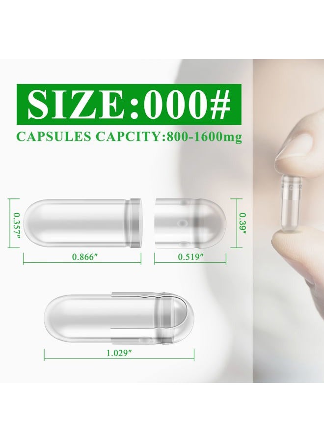 WANANFU Size 000 Empty Capsules Vegetarian (500 Count) Bundle with Micro Lab Spoon, Clear Fillable Veggie Pill Capsules 000 for Making Your Own Supplements - Image 5
