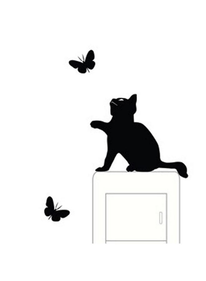 AKOAK 2 Pieces Butterfly Cat Silhouette Stickers - Vinyl Light Switch Decal, Living Room/Bedroom/Baby Nursery/Home Art Deco Mural - Image 3