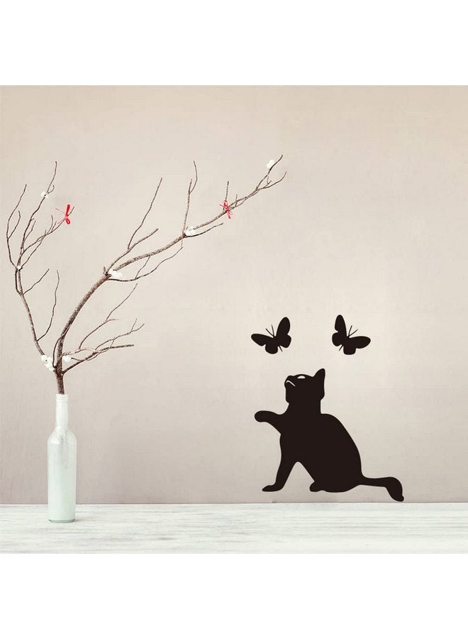AKOAK 2 Pieces Butterfly Cat Silhouette Stickers - Vinyl Light Switch Decal, Living Room/Bedroom/Baby Nursery/Home Art Deco Mural - Image 2