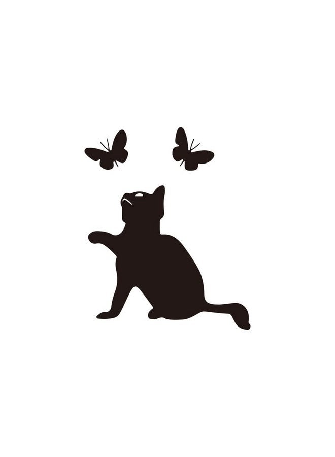 AKOAK 2 Pieces Butterfly Cat Silhouette Stickers - Vinyl Light Switch Decal, Living Room/Bedroom/Baby Nursery/Home Art Deco Mural - Image 1