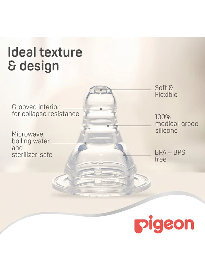 pigeon Round Hole Peristaltic Silicone Nipple, Small, Clear, 2Pcs