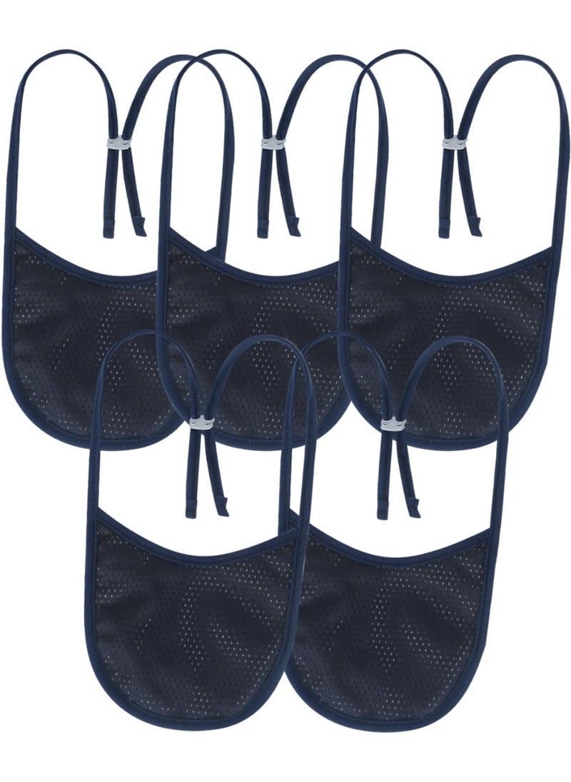 EHUSPU Tracheostomy Neck Stoma Cover,Breathable Laryngectomy Cover for Tracheotomy Care,Tracheal Care Supplies-Adjustable Neck Trachea Protector (Navy-5PCS, Large)  - Image 1