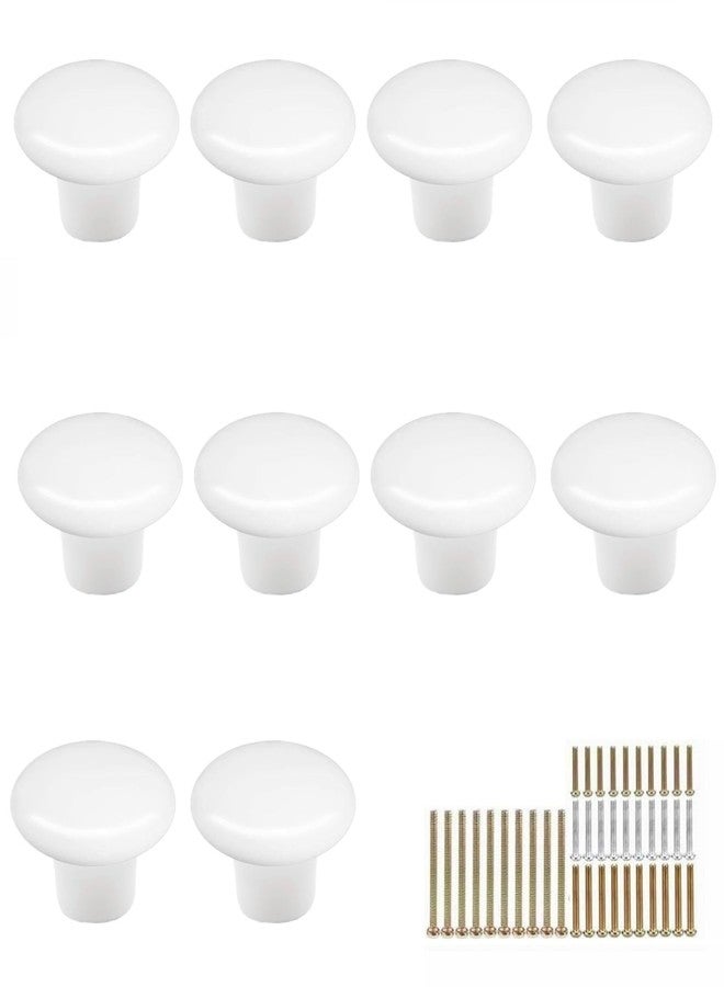Marstree 10pcs Vintage Ceramic Door Knobs Round Shape Drawer Cupboard Locker Pulls Handles Wardrobe Drawer Cabinet Home Kitchen Hardware 1.26 x 1.26 x 0.94 inch MONO-YX-CS - Image 1