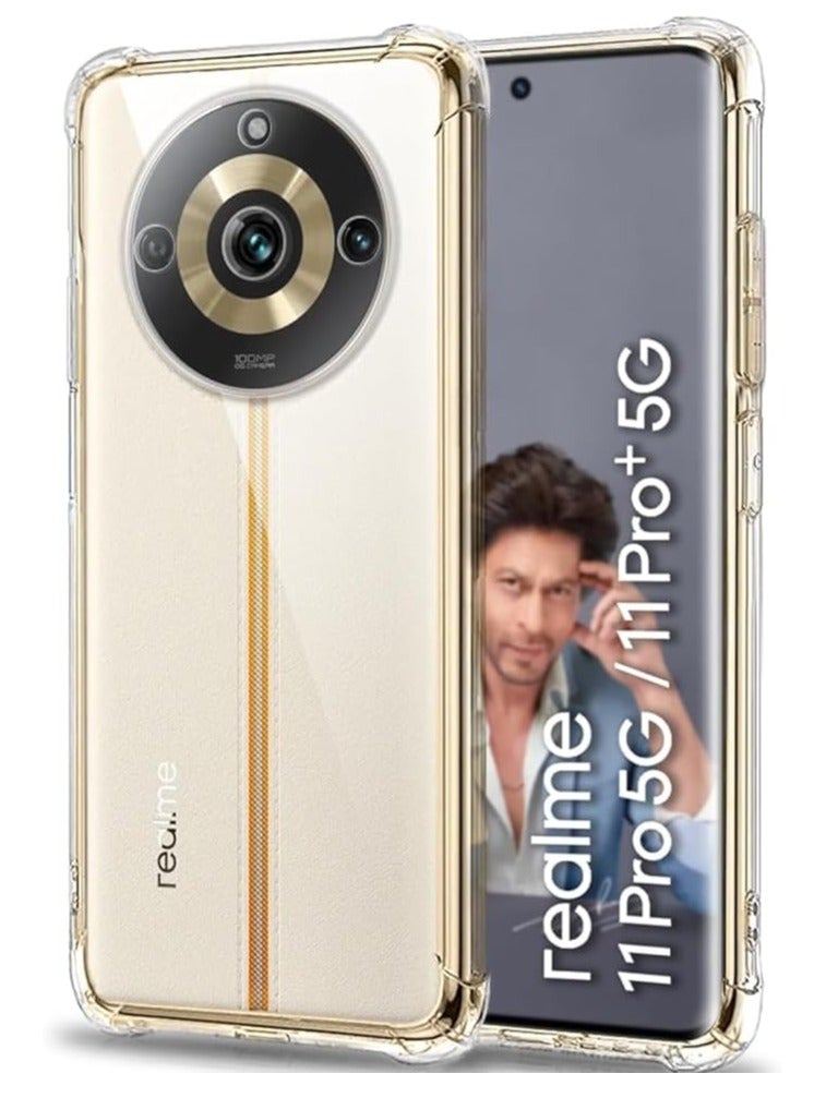 تين تك جراب شفاف بزوايا مضادة للصدمات من البولي يوريثين المقاوم للحرارة لموبايل ريلمي 11 برو بلس / Realme 11 Pro Plus - من تين تك – شفاف - Image 1