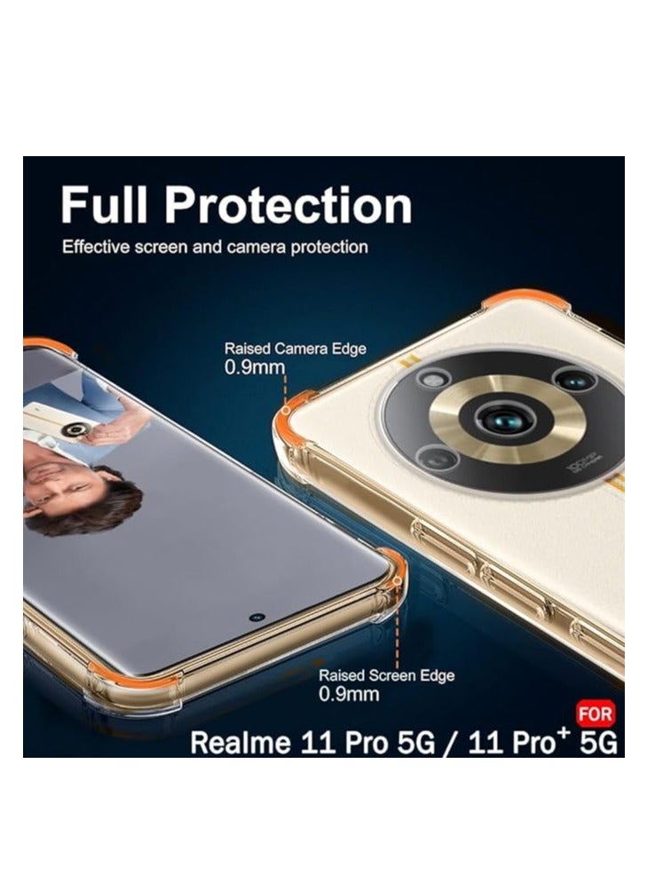 تين تك جراب شفاف بزوايا مضادة للصدمات من البولي يوريثين المقاوم للحرارة لموبايل ريلمي 11 برو بلس / Realme 11 Pro Plus - من تين تك – شفاف - Image 4