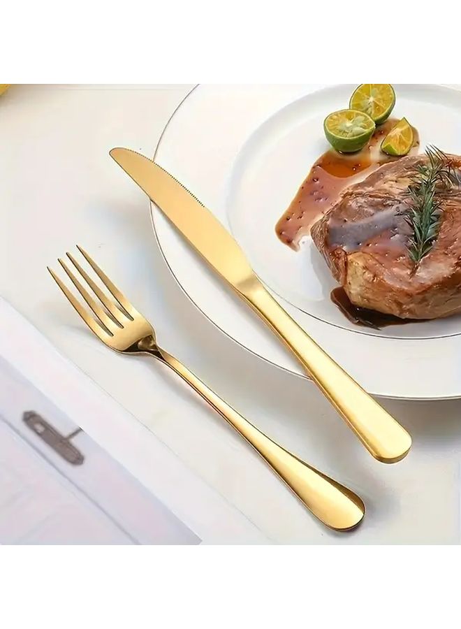 16pc Golden Stainless Steel Flatware Set Mirror Polished Dishwasher Safe - Image 5