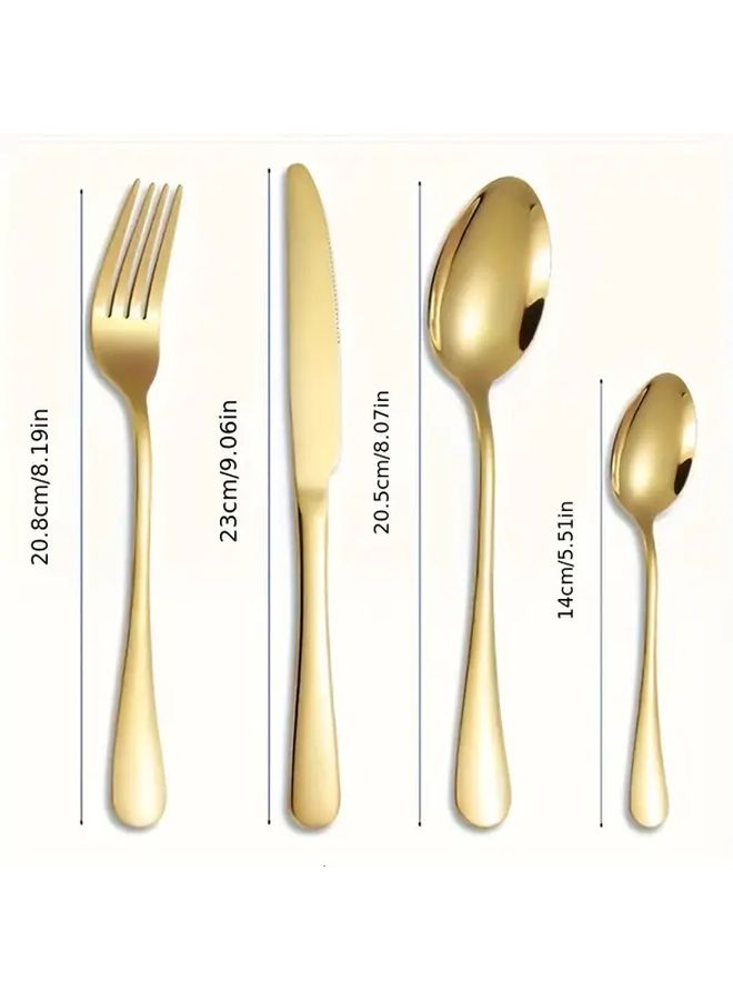 16pc Golden Stainless Steel Flatware Set Mirror Polished Dishwasher Safe - Image 3