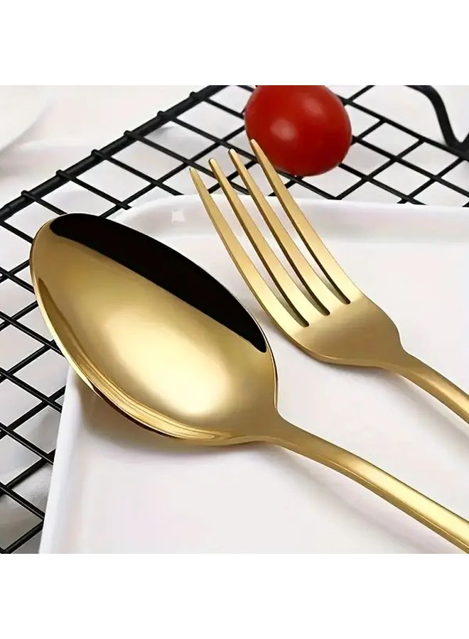 16pc Golden Stainless Steel Flatware Set Mirror Polished Dishwasher Safe - Image 4