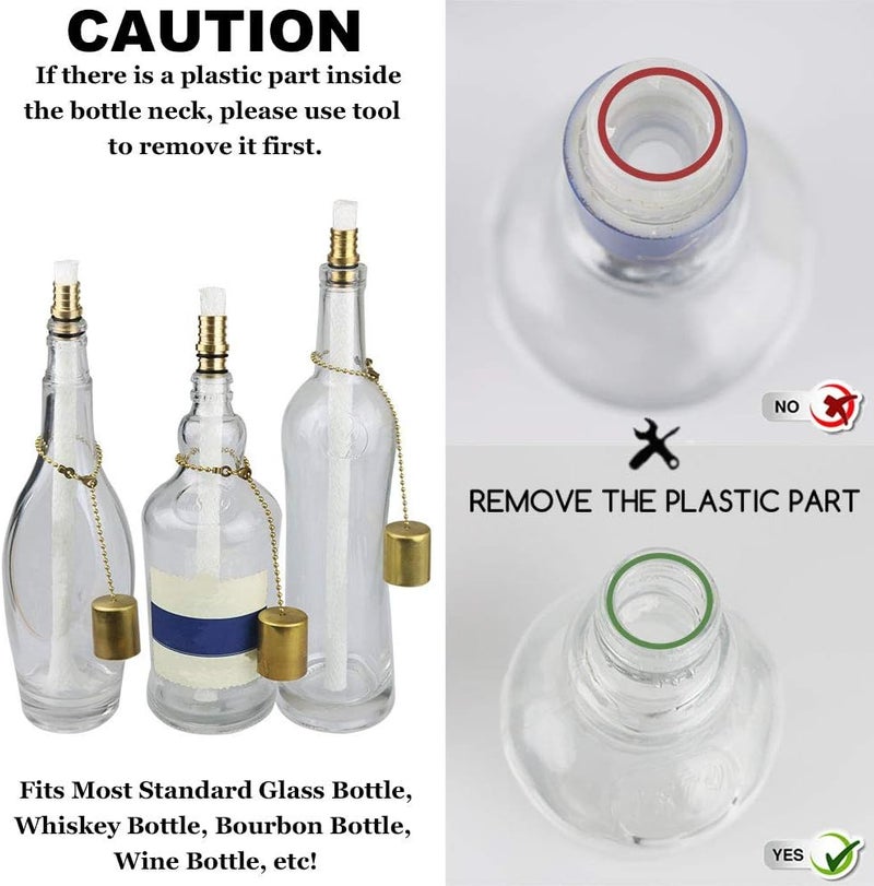EricX Light Wine Bottle Torch Kit 4 Pack, Includes 4 Long Life Torch Wicks ,Brass Torch Wick Holders And Brass Caps - Just Add Bottle for an Outdoor Wine Bottle Torch - Image 5