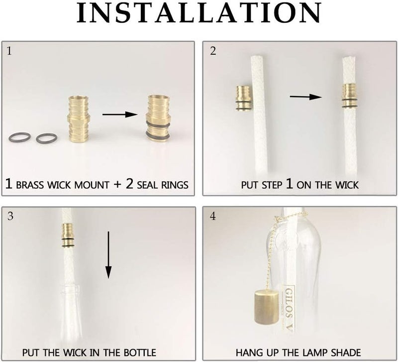 EricX Light Wine Bottle Torch Kit 4 Pack, Includes 4 Long Life Torch Wicks ,Brass Torch Wick Holders And Brass Caps - Just Add Bottle for an Outdoor Wine Bottle Torch - Image 3