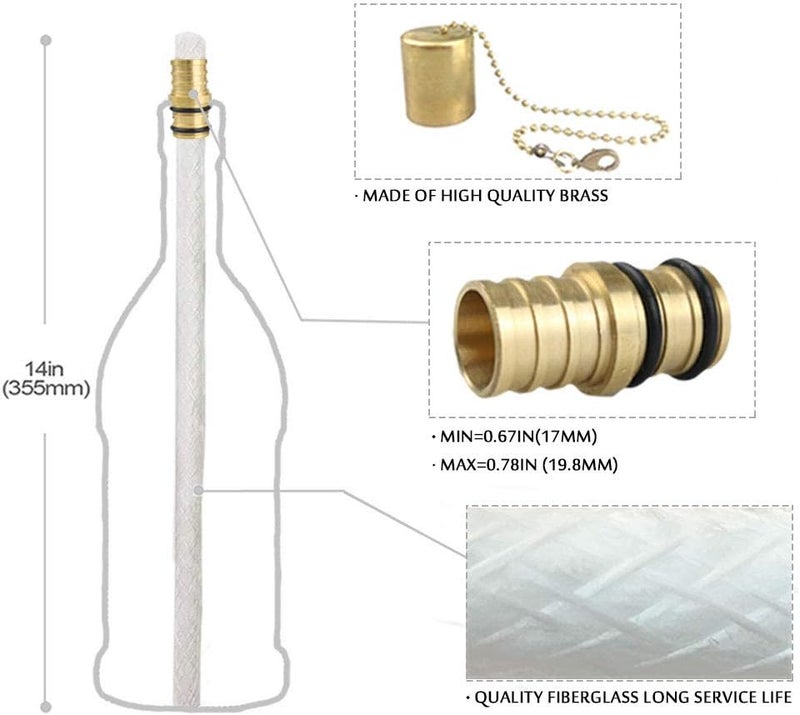 EricX Light Wine Bottle Torch Kit 4 Pack, Includes 4 Long Life Torch Wicks ,Brass Torch Wick Holders And Brass Caps - Just Add Bottle for an Outdoor Wine Bottle Torch - Image 2