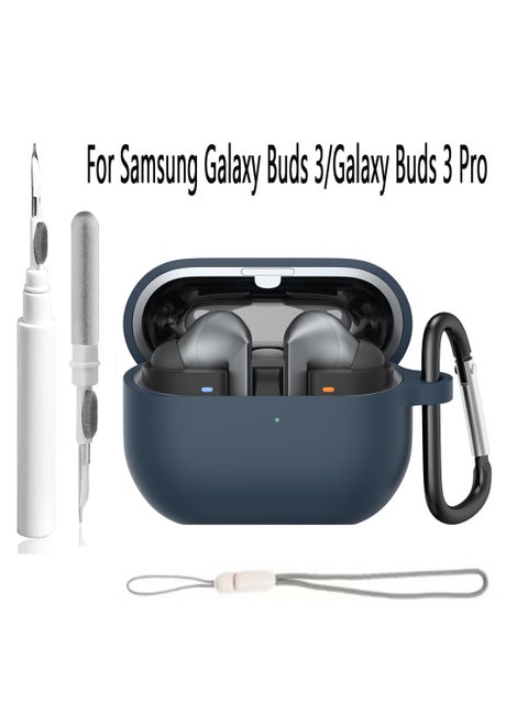 Silicone Protective Case Cover for Samsung Galaxy Buds 3/Galaxy Buds 3 Pro with Cleaner Kit (Blue)