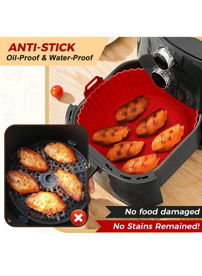 Buauty 3 Pack Air Fryer Silicone Liners 8inch Air Fryer Silicone Pot Reusable Food Grade Silicone Airfryer Liners Baking Basket Accessories Replacement of Flammable Disposable Parchment Paper - Image 3