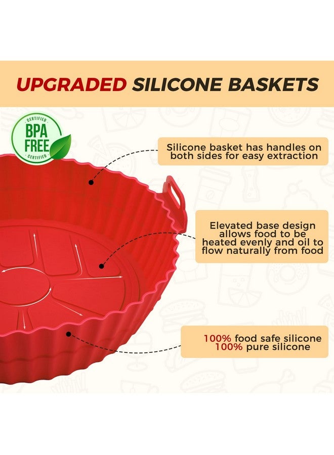 Buauty 3 Pack Air Fryer Silicone Liners 8inch Air Fryer Silicone Pot Reusable Food Grade Silicone Airfryer Liners Baking Basket Accessories Replacement of Flammable Disposable Parchment Paper - Image 5