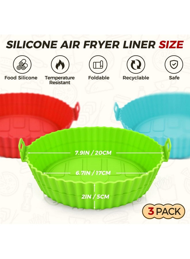 Buauty 3 Pack Air Fryer Silicone Liners 8inch Air Fryer Silicone Pot Reusable Food Grade Silicone Airfryer Liners Baking Basket Accessories Replacement of Flammable Disposable Parchment Paper - Image 2
