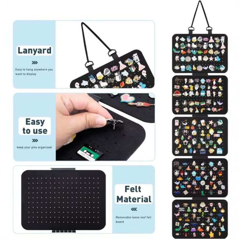Brooch Pin Storage Panels - Wall Brooch Display Organizer with 5 Board Pieces - Home Organization Case Pin Display Pages with Lanyard for Cloakroom, Study Room - Image 4