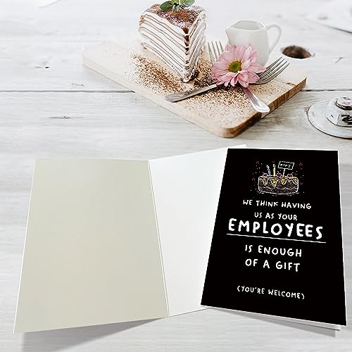 Obbyidk Funny Happy Birthday Card for Employer Leader, Birthday Card for Boss Managers, Happy Boss’s Day Card Gift, As Your Employees Is Enough of a Gift - Image 3