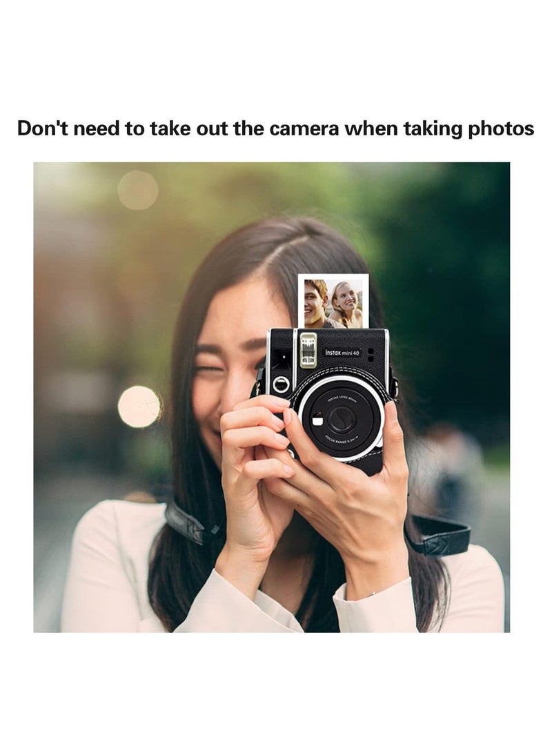 Mini 40 PU Leather Case for Fujifilm Instax Mini 40 Instant Camera, Protective Case with Removable Shoulder Strap - Image 5