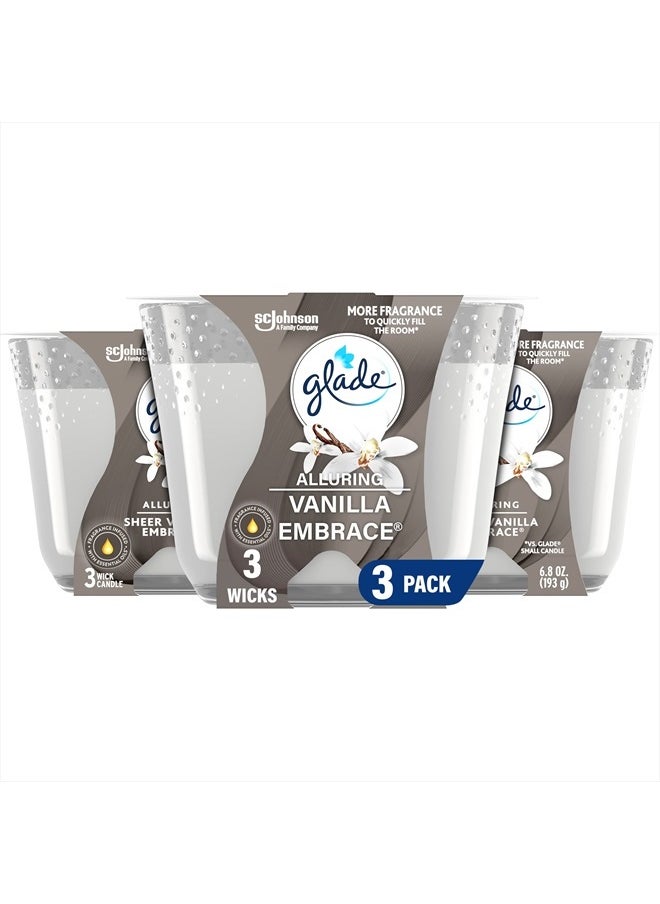 Glade Candle Sheer Vanilla Embrace, Fragrance Candle Infused with Essential Oils, Air Freshener Candle, 3-Wick Candle, 6.8 Oz, 3 Count  - Image 1