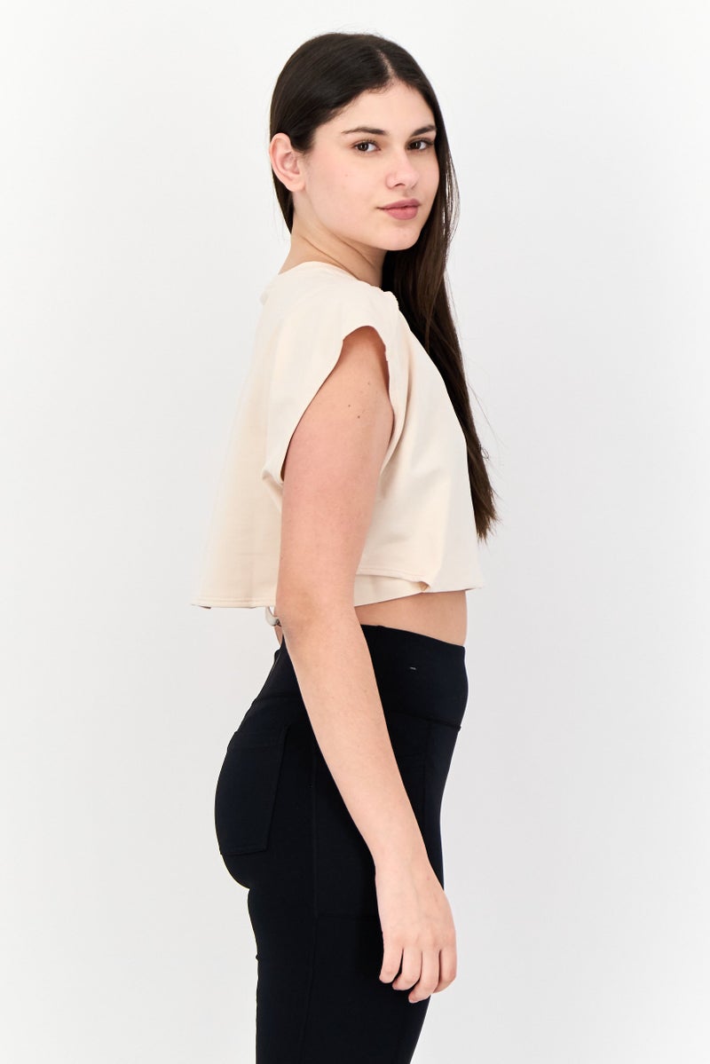 Adidas Women Sportswear Fit Sleeveless Training Top, Cream  - Image 3