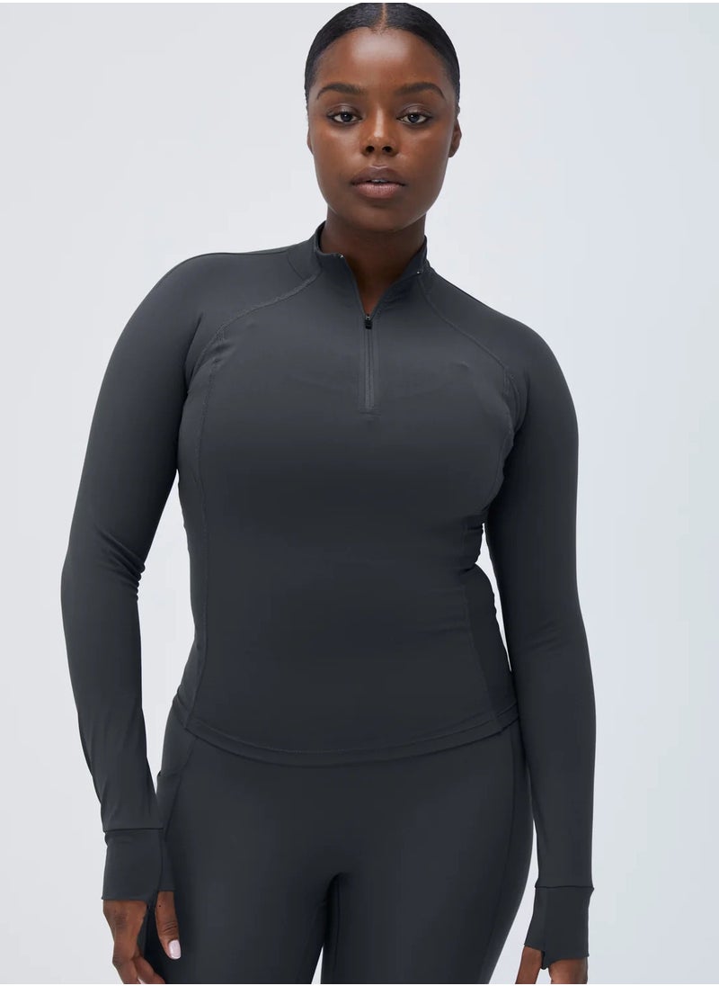 Vicino Vecino Women's Workout Zipper Sweatshirt with Thumb Hole, Grey  - Image 1