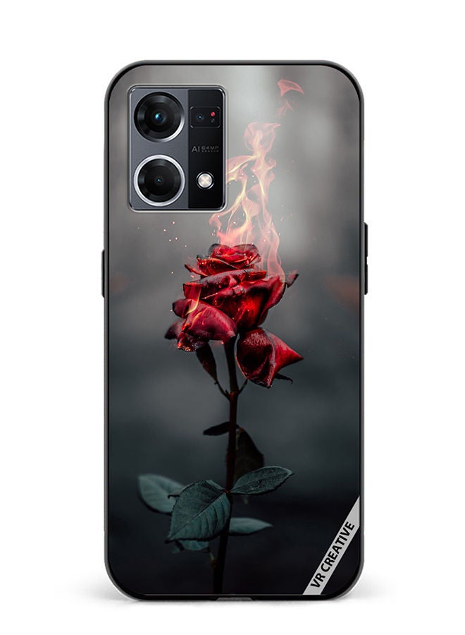 VR CREATIVE Protective Case Cover For Oppo Reno8 4G Burning Rose Design Multicolour - Image 1