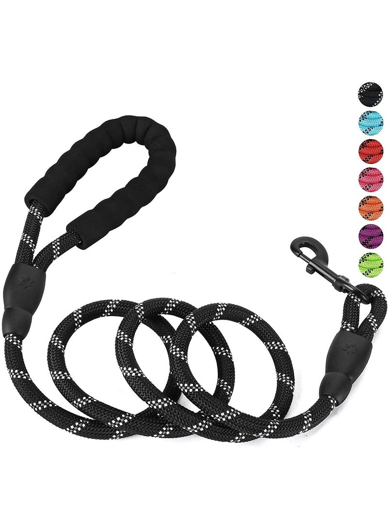 Beone 5FT Strong Pet Dog Leash, BEONE with Highly Reflective Threads Comfortable Padded Handle and 360 No Tangles, for Small, Medium and Large Pet and Dogs (5FT, Black) - Image 1