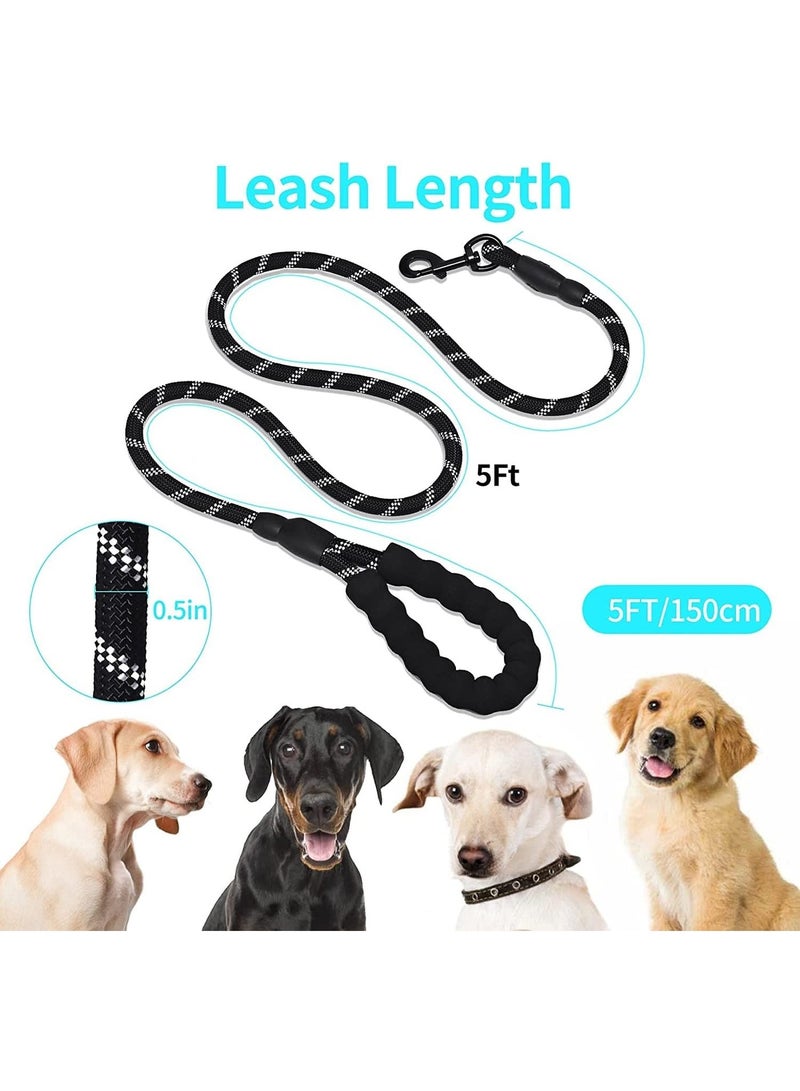 Beone 5FT Strong Pet Dog Leash, BEONE with Highly Reflective Threads Comfortable Padded Handle and 360 No Tangles, for Small, Medium and Large Pet and Dogs (5FT, Black) - Image 3