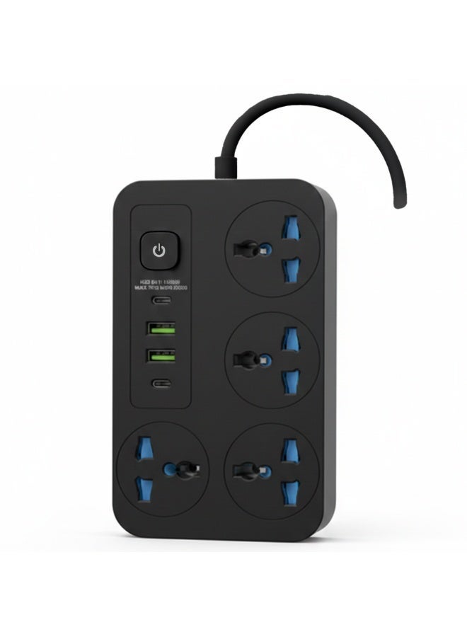 Smart Power Strip 2500W – 4 Outlets, 2 USB & 2 Type-C Ports with Surge Protection (2M Cable) - Image 2