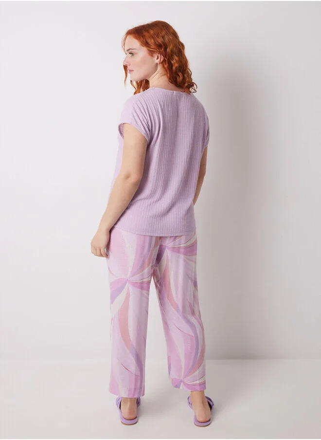 women'secret Lilac geometric print Capri pajamas