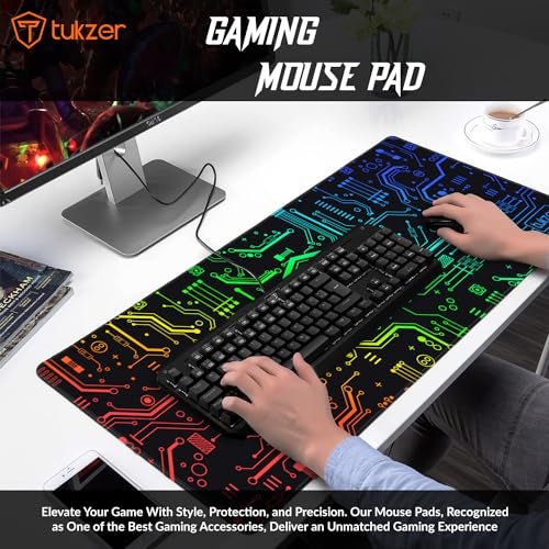 Tukzer RETRO Extended Gaming Mouse Pad, High-Speed Mouse Tracking & Control | Stitched Embroidery Edges, Non-Slip Rubber Base| for Computer Laptop Keyboard Office Home (795mm x 298mm x 3.45mm, Matrix) - Image 2