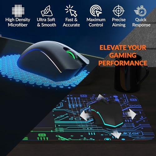 Tukzer RETRO Extended Gaming Mouse Pad, High-Speed Mouse Tracking & Control | Stitched Embroidery Edges, Non-Slip Rubber Base| for Computer Laptop Keyboard Office Home (795mm x 298mm x 3.45mm, Matrix) - Image 3