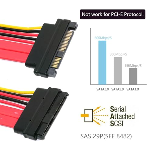 chenyang SFF-8482 Extension Cable SAS 29Pin SFF-8482 Male to SFF-8482 Female Hard Disk Drive Extension Cable 0.5m - Image 2