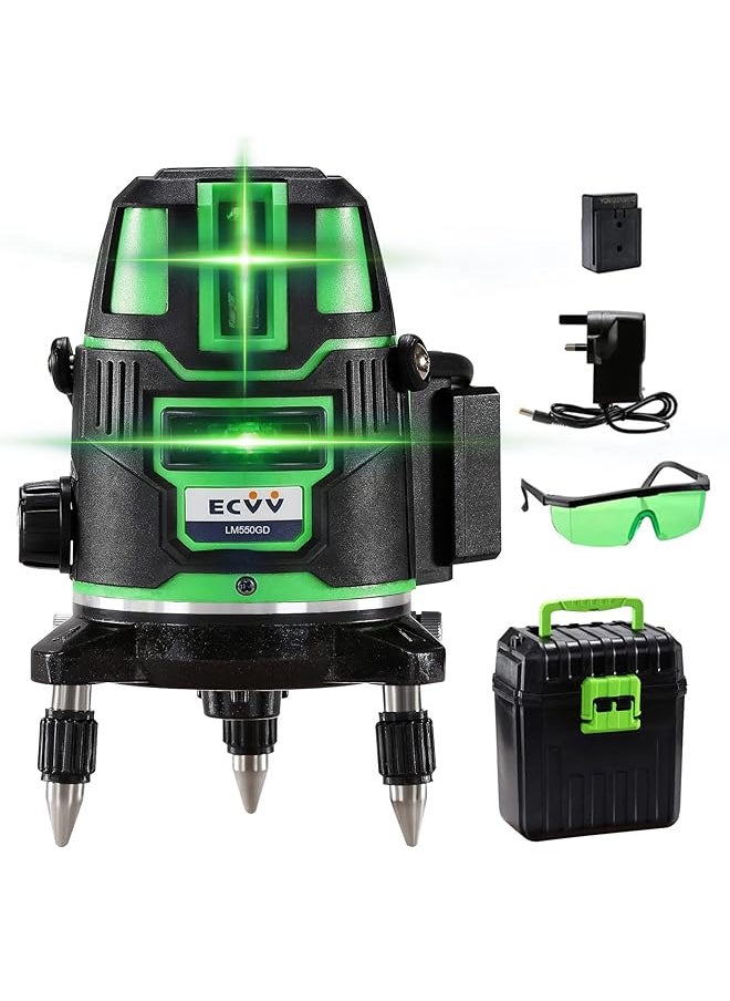 ECVV Laser Level 5 Lines Green Light Professional Cross Marking Meter Self Leveling Horizontal Vertical Laser Ruler Spirit Level Lm550Gd 